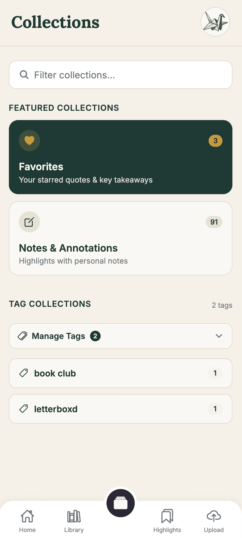 Organize your highlights